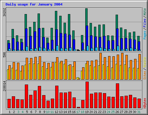 Daily usage for January 2004