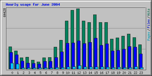 Hourly usage for June 2004